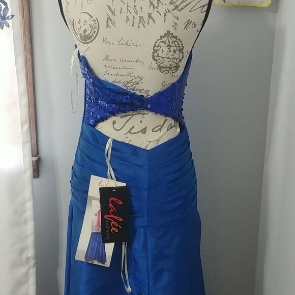 NWT LAFEE E147058 Cobalt Sweetheart Neckline Blue Strapless Prom Dress 4 - Picture 4 of 13